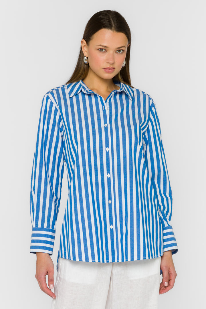 Westerly Blue White Stripe Shirt - Tops - Velvet Heart Clothing