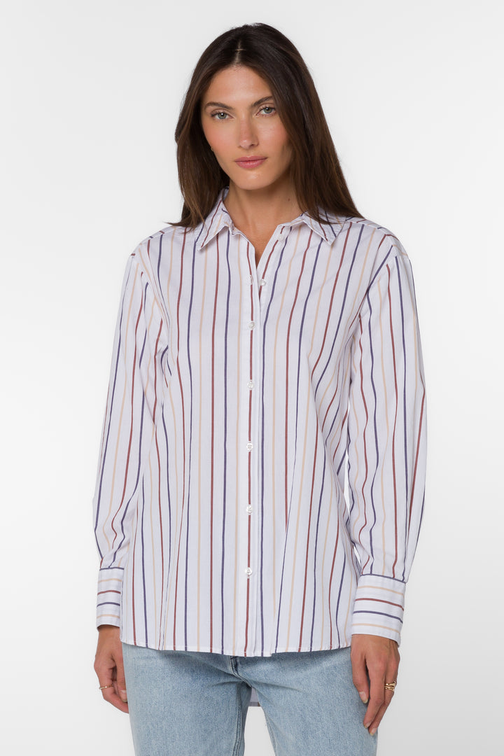 Westerly Dusk Blue Stripe Shirt - Tops - Velvet Heart Clothing