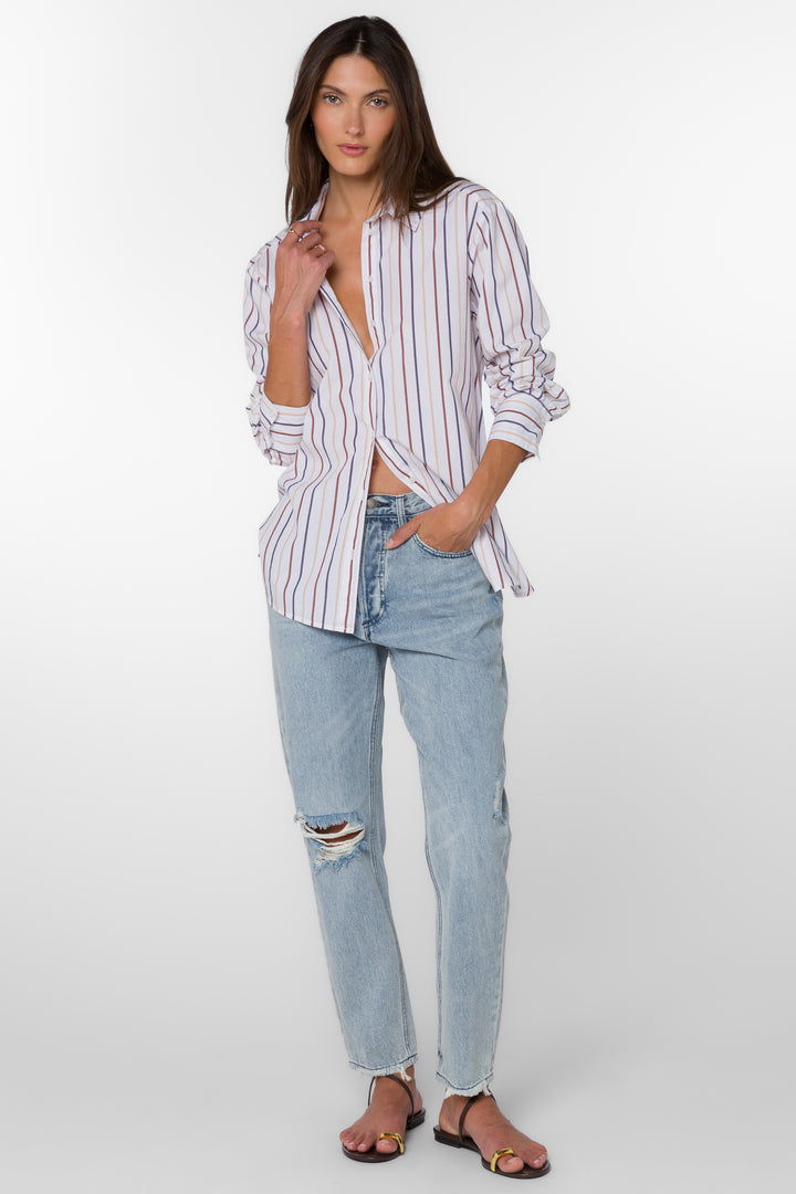 Westerly Dusk Blue Stripe Shirt - Tops - Velvet Heart Clothing