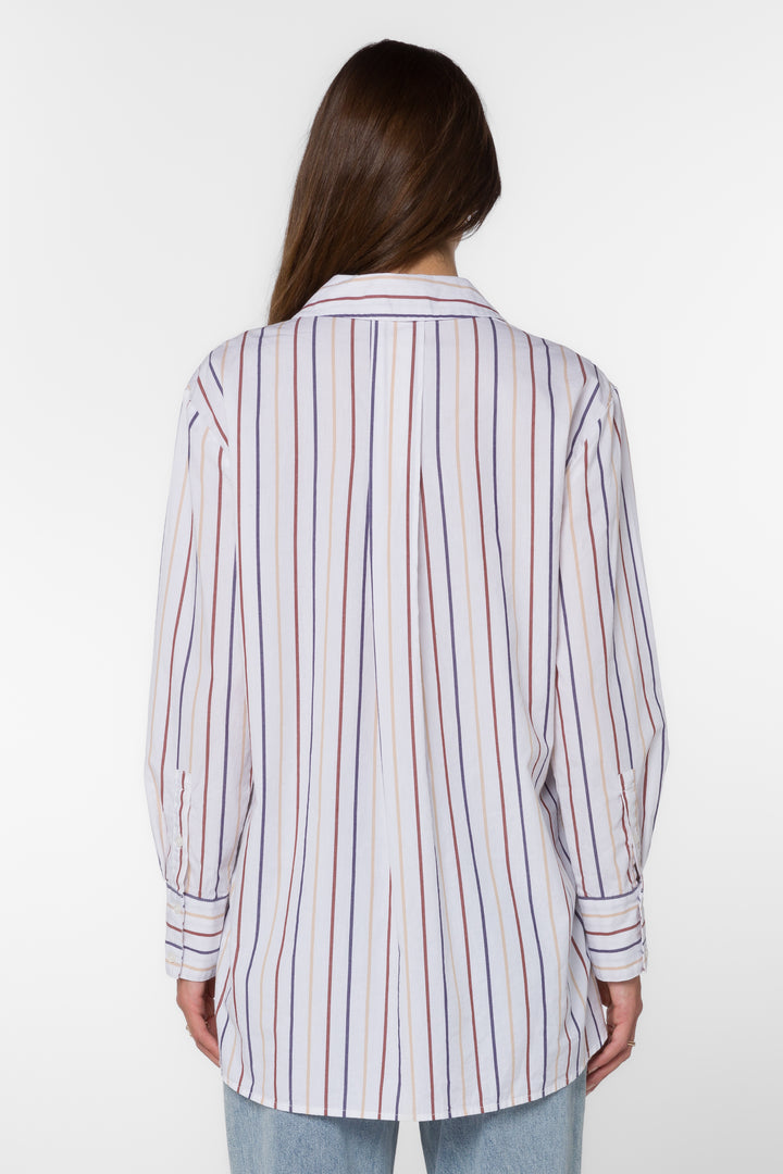 Westerly Dusk Blue Stripe Shirt - Tops - Velvet Heart Clothing