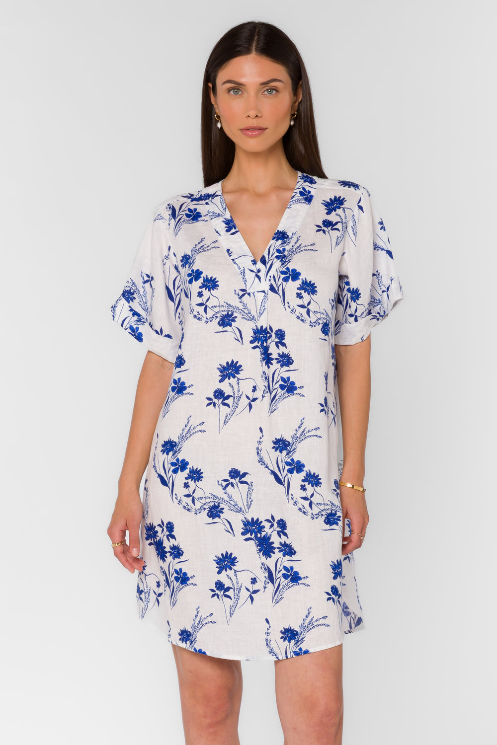 Wilda Blue Floral Patch Dress - Dresses - Velvet Heart Clothing