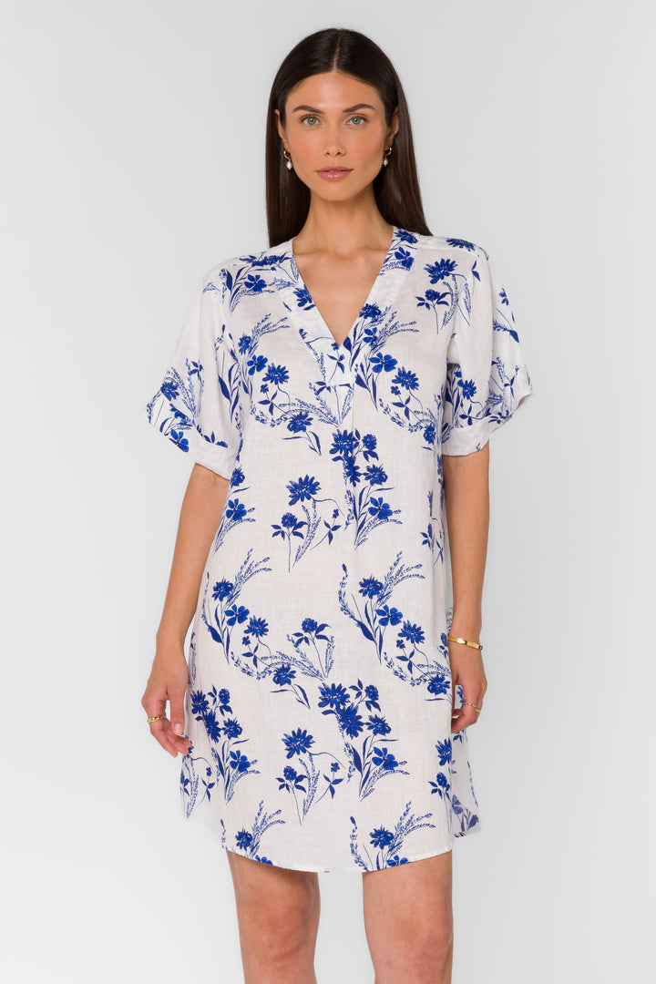 Wilda Blue Floral Patch Dress - Dresses - Velvet Heart Clothing