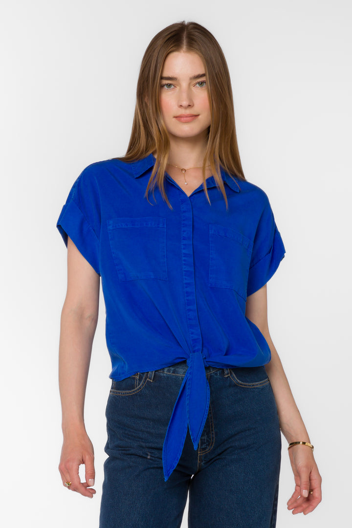 Zuria Marine Blue Shirt - Tops - Velvet Heart Clothing