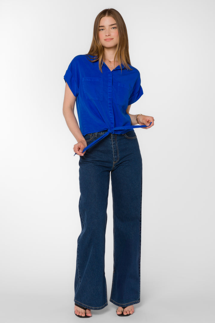 Zuria Marine Blue Shirt - Tops - Velvet Heart Clothing