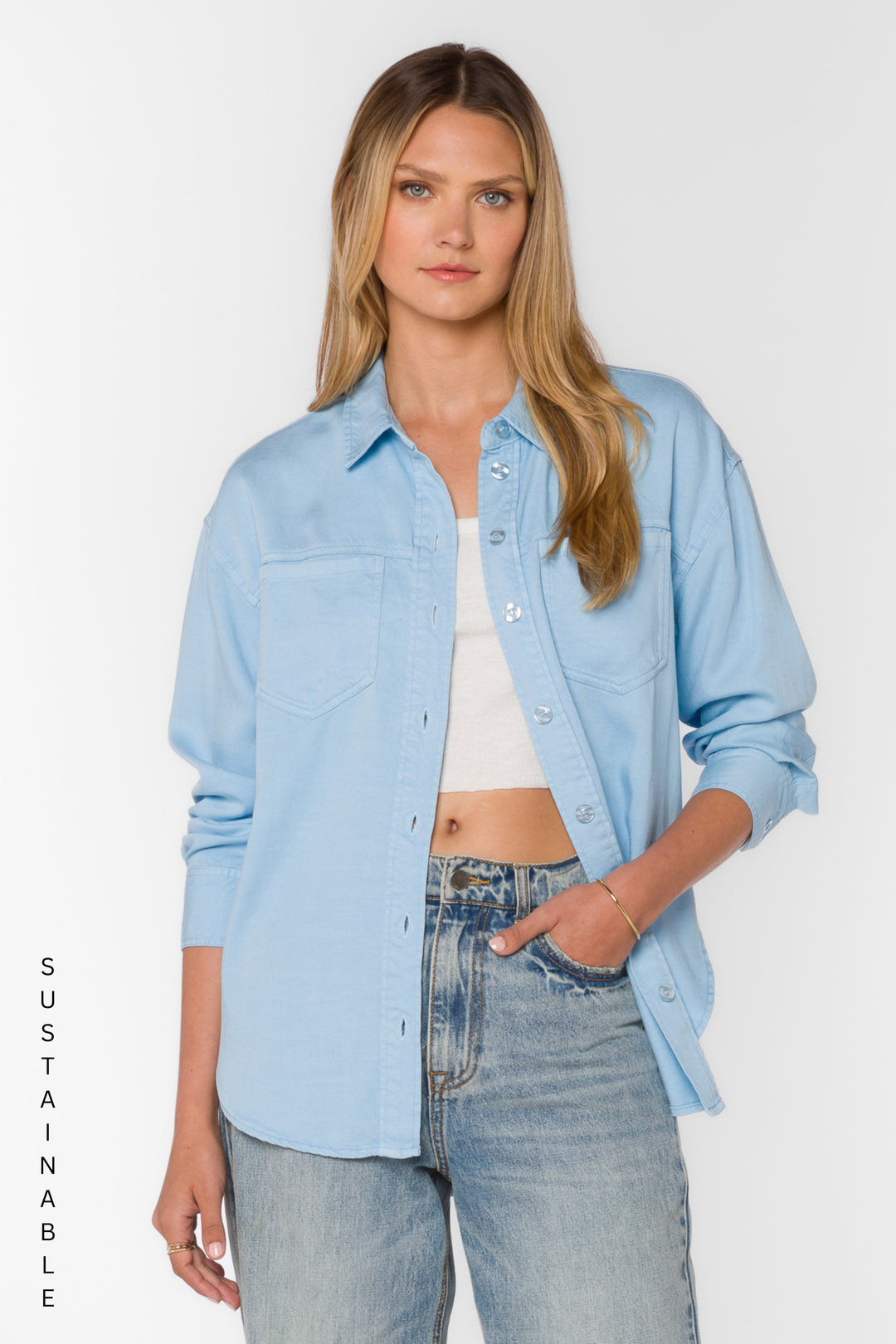 Braxton Cool Blue Shirt - Tops - Velvet Heart Clothing