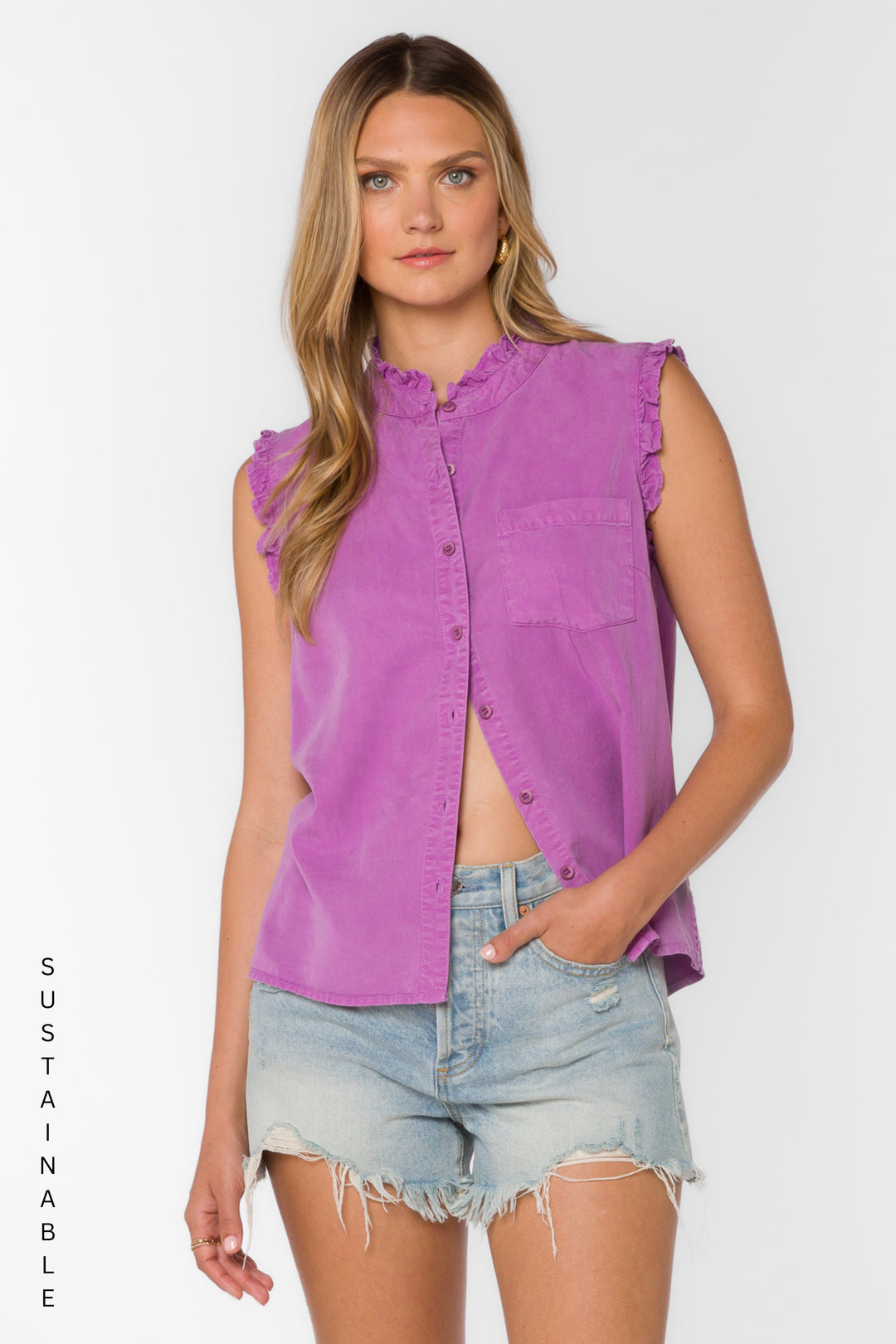 Dana Lavender Bloom Shirt - Tops - Velvet Heart Clothing