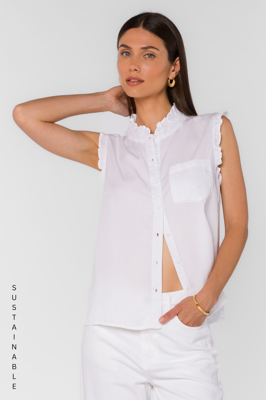 Dana Optic White Shirt - Tops - Velvet Heart Clothing
