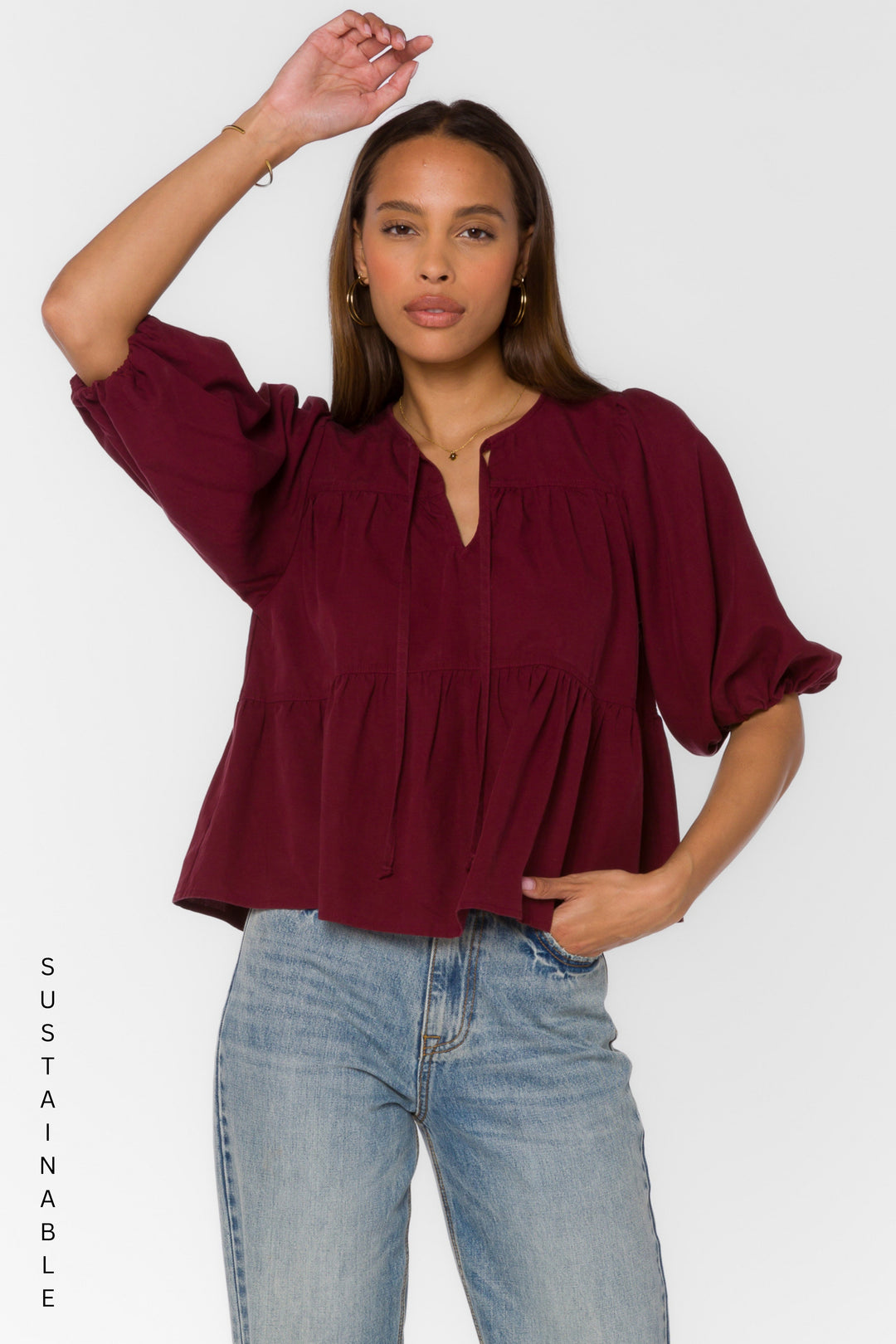 Ferlita Burgundy Top - Tops - Velvet Heart Clothing