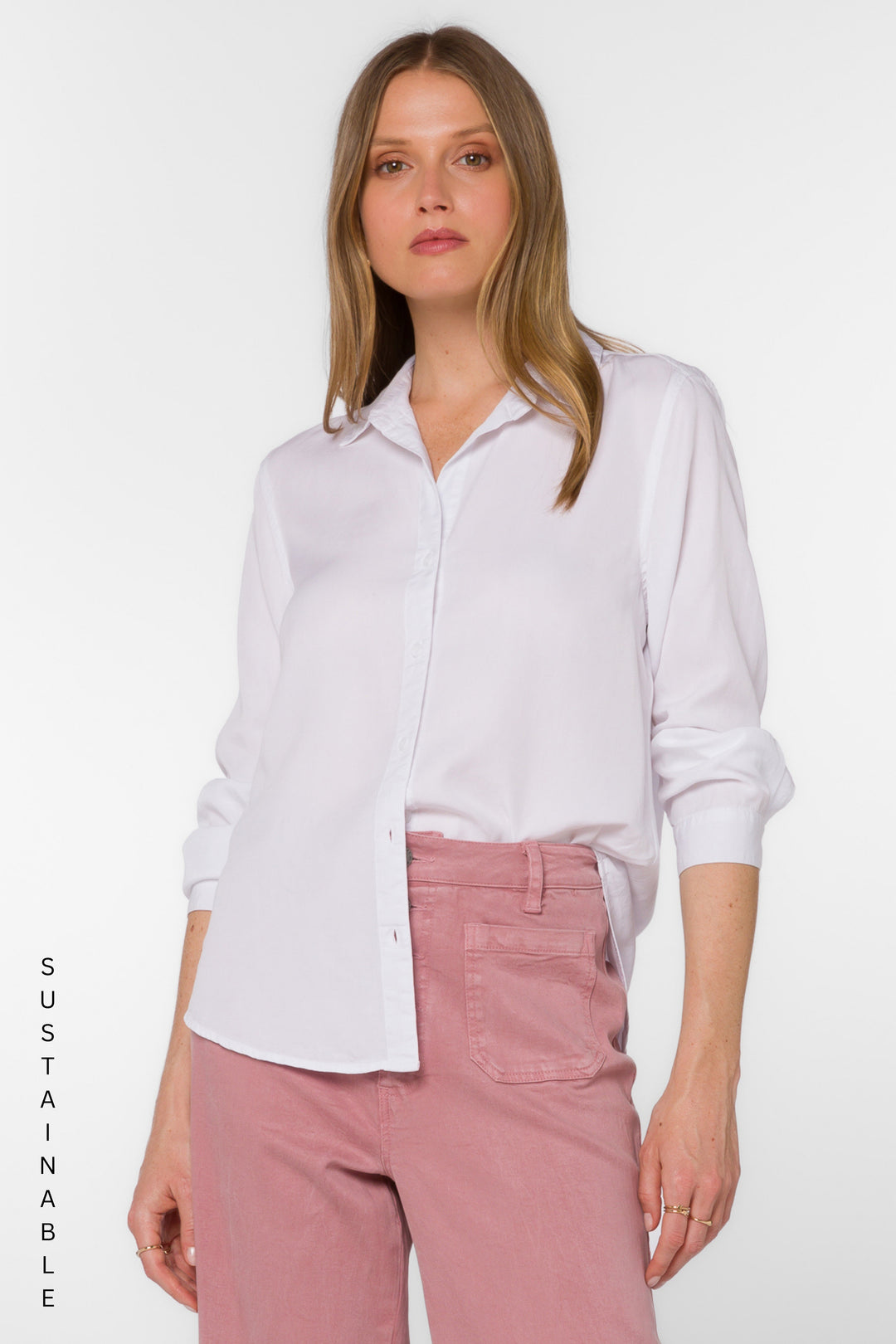 Leila Optic White Shirt - Tops - Velvet Heart Clothing