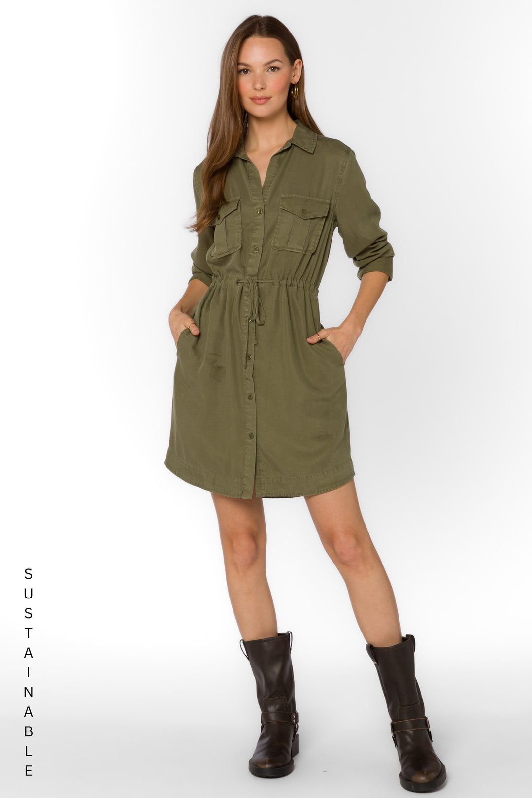 Lois Burnt Olive Dress - Dresses - Velvet Heart Clothing