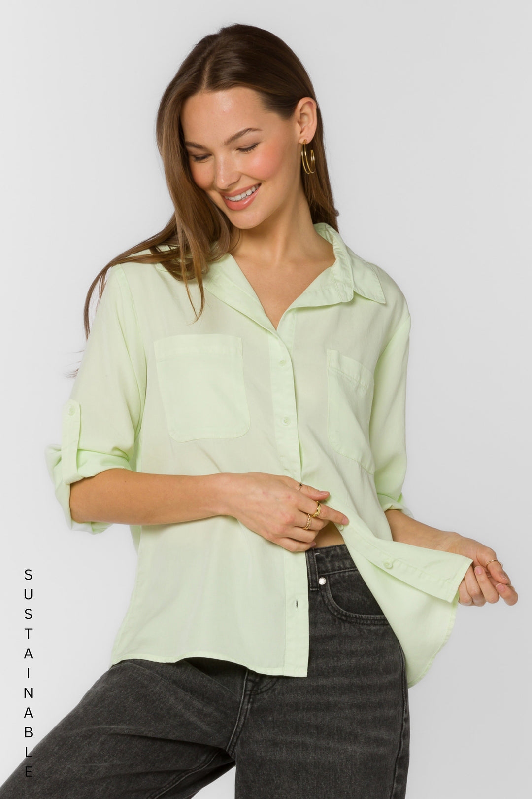 Lotty Lime Cream Shirt - Tops - Velvet Heart Clothing