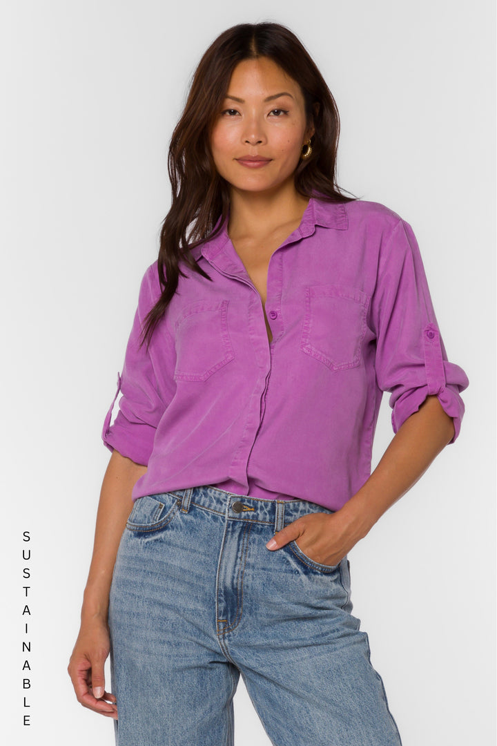 Riley Lavender Bloom Shirt - Tops - Velvet Heart Clothing