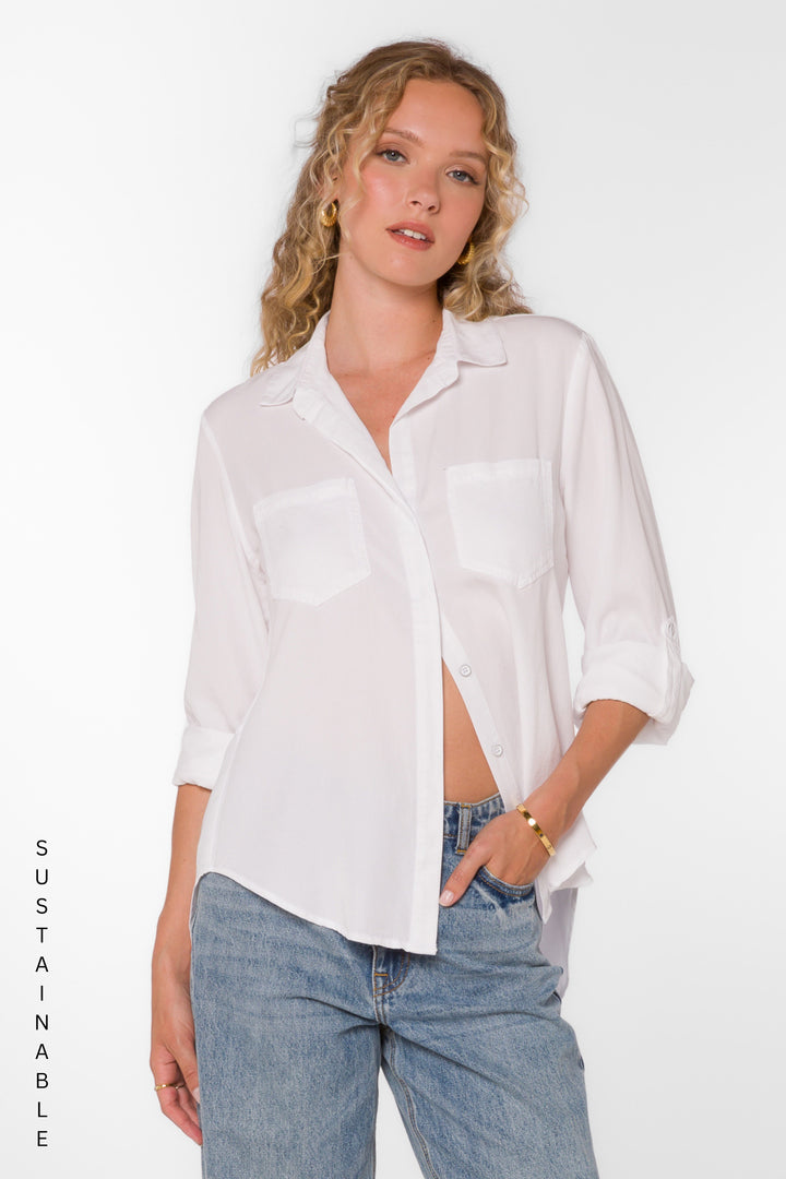 Riley Optic White Shirt - Tops - Velvet Heart Clothing