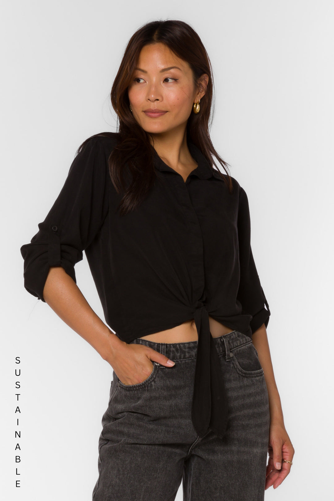 Solange Black Shirt - Tops - Velvet Heart Clothing