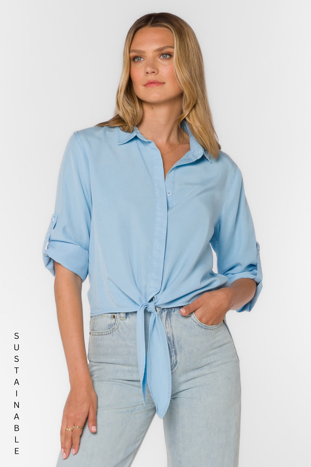 Solange Cool Blue Shirt - Tops - Velvet Heart Clothing