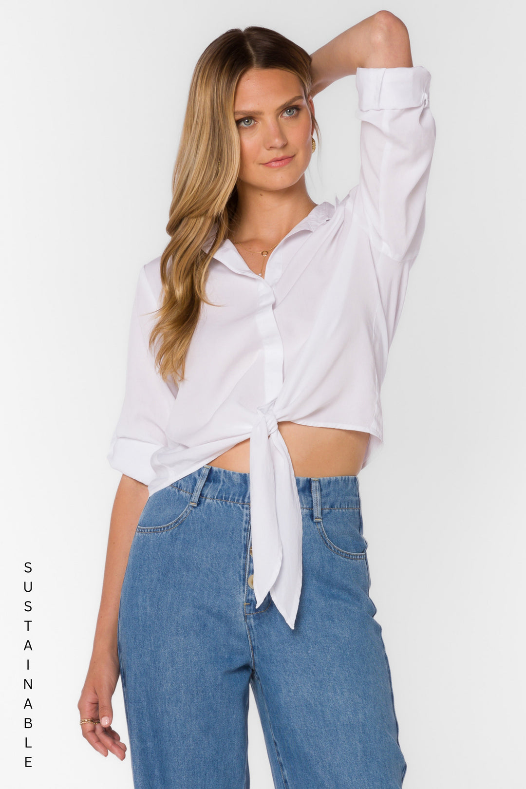 Solange Optic White Shirt - Tops - Velvet Heart Clothing