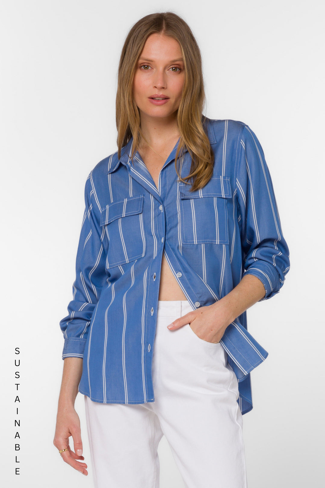Talma Periwinkle Shirt - Tops - Velvet Heart Clothing