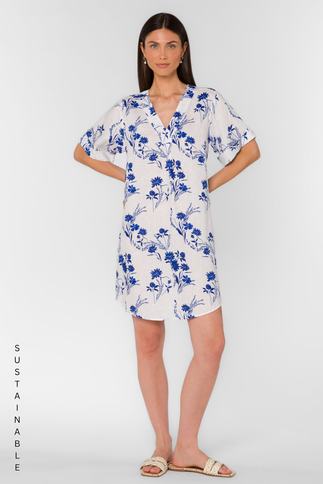 Wilda Blue Floral Patch Dress - Dresses - Velvet Heart Clothing