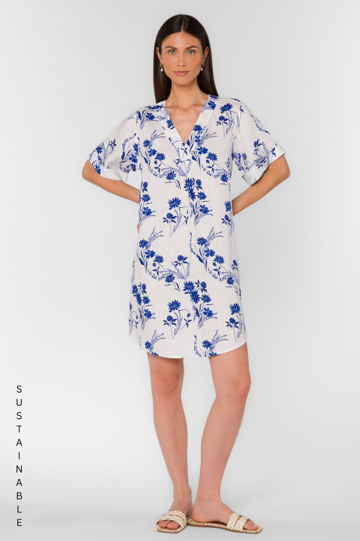 Wilda Blue Floral Patch Dress - Dresses - Velvet Heart Clothing