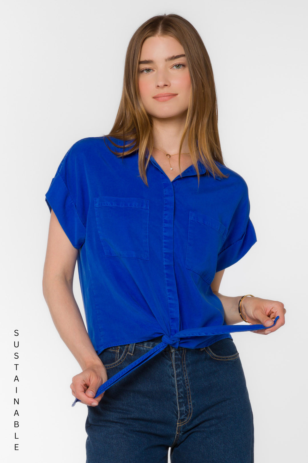 Zuria Marine Blue Shirt - Tops - Velvet Heart Clothing